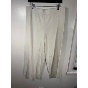 Cashmere Wide Leg Sweatpants Womens 2XL Cream White Knit Loungewear Quiet Luxury